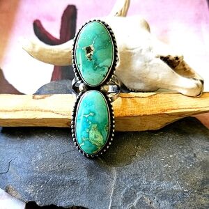 Large Navajo Turquoise Sterling Silver Ring